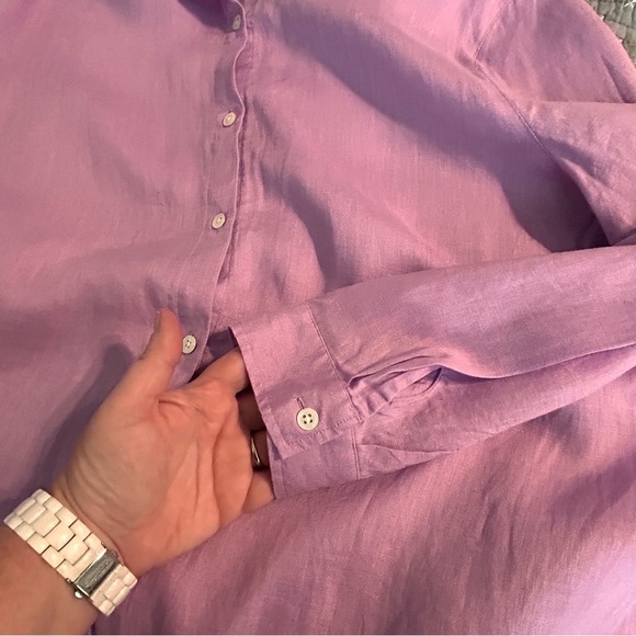 J. Jill Love Linen Lavender Button Down Linen Shirt Sz XL - Picture 4 of 7